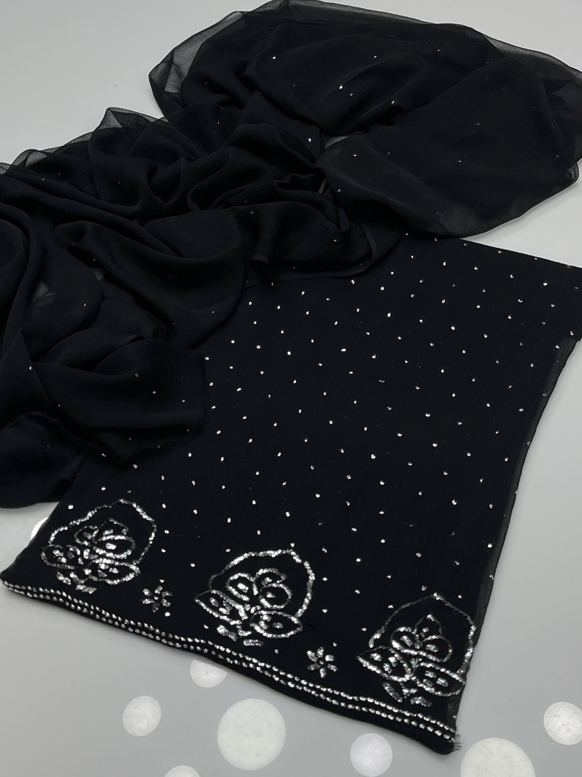 Handmade Mukesh Kamdani Chiffon 2Pcs Dress