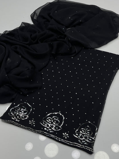 Handmade Mukesh Kamdani Chiffon 2Pcs Dress