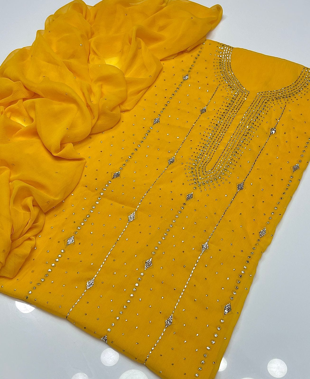 Chiffon Handmade Mukesh Work 2Pcs Dress