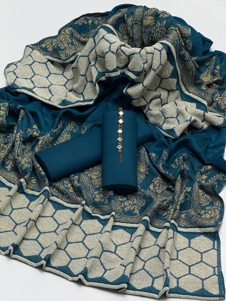 Plain Marina with Whool Shawl 3Pcs Dress