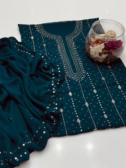 Bamber Chiffon Mukesh Work Shirt & Dupatta 2Pcs Dress