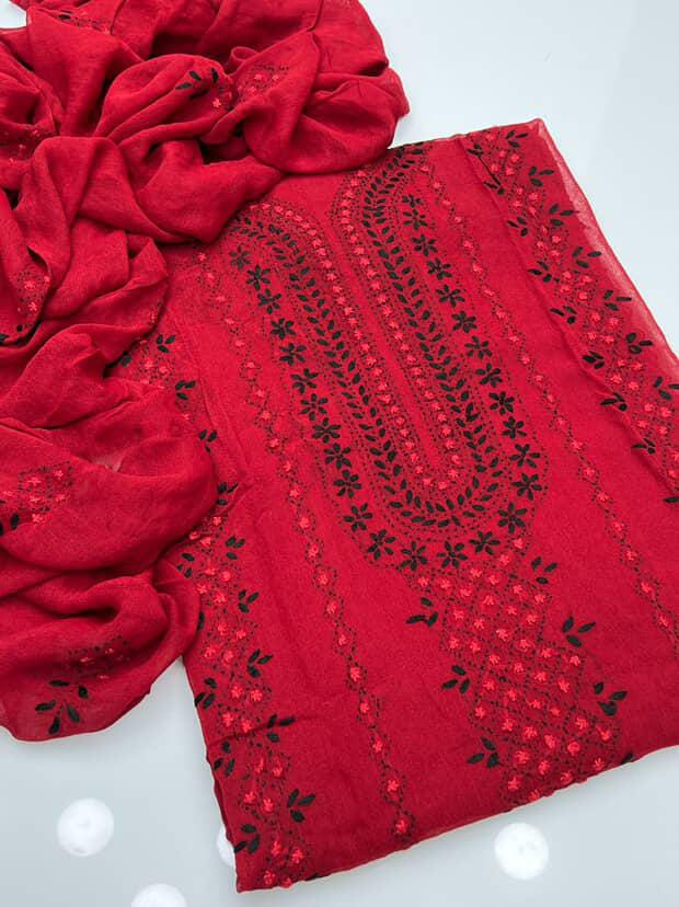 Luxe Chiffon Handmade Makri Tanka Jaal Work 2Pcs Dress