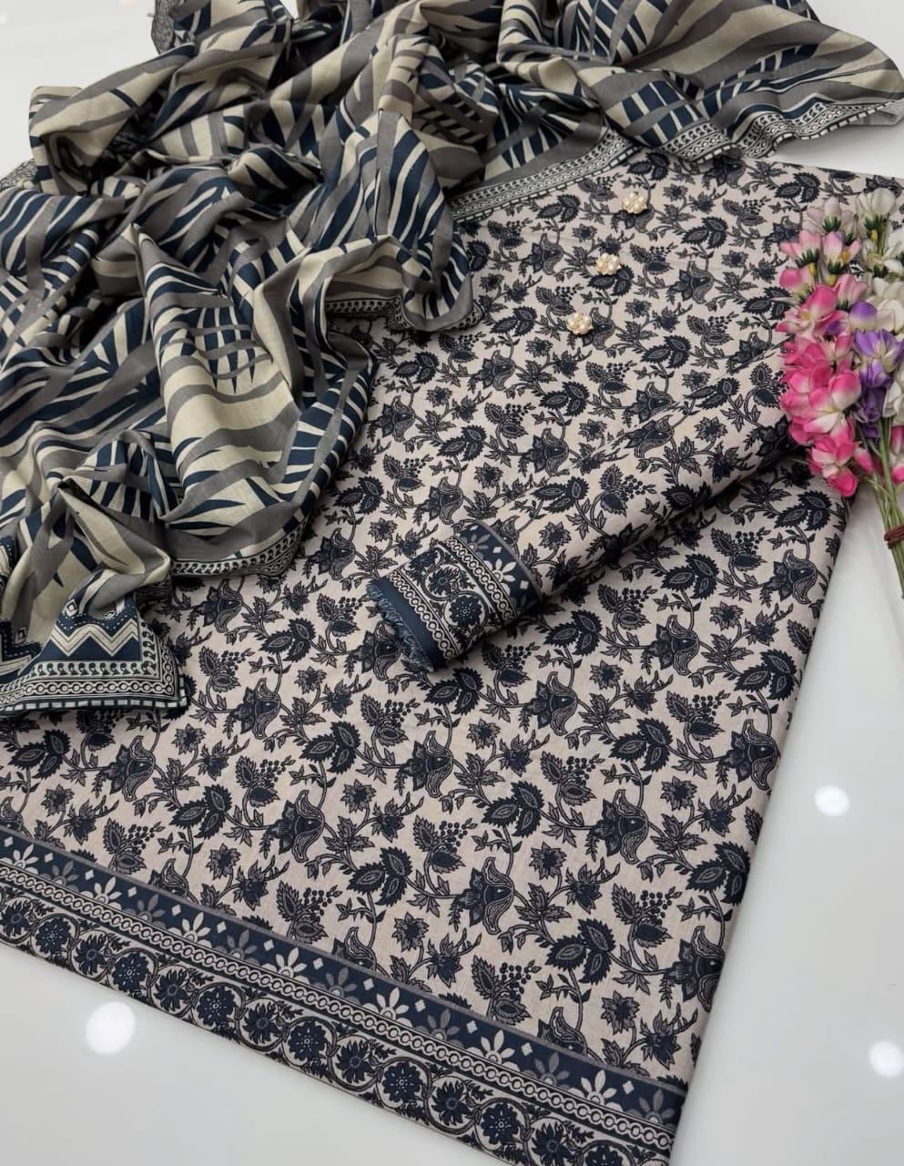 Digital Printed Khaddar With Beautiful Khaddar Shawl 3Pcs Dress