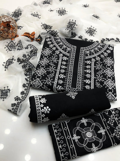 Enchanting Lawn Cotton Embroidered Shirt and Dupata 3Pcs Dress