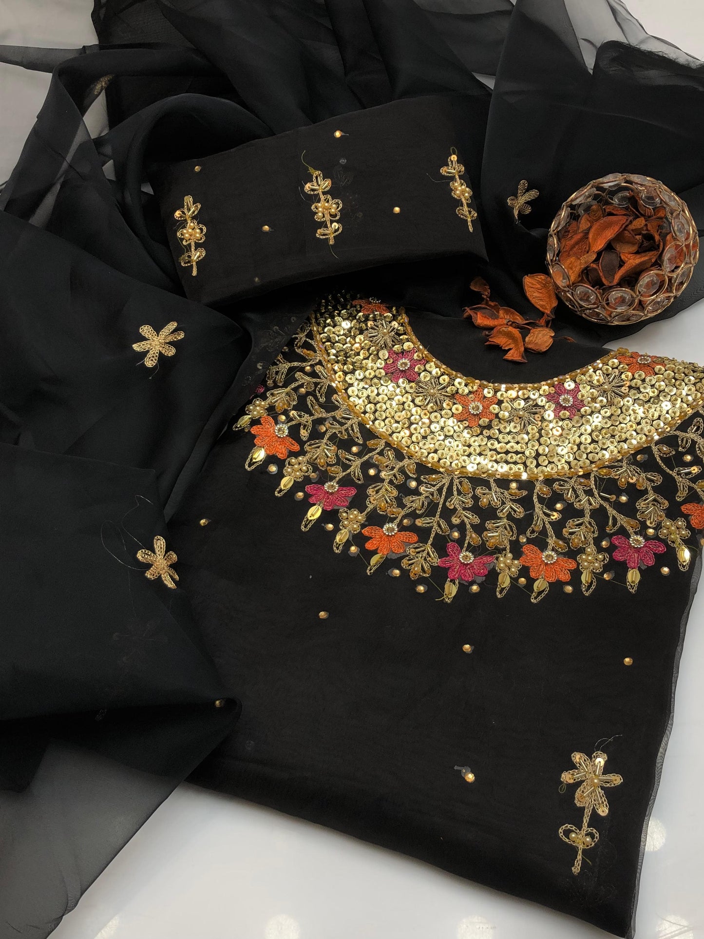 Novyra Organza Shirt with Embroidered Dupatta 2Pcs Dress