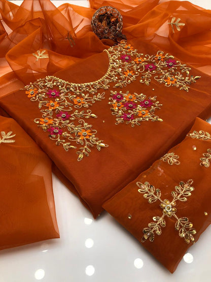 Gentle Organza Multi Embroidered Shirt and Dupatta 2Pcs Dress