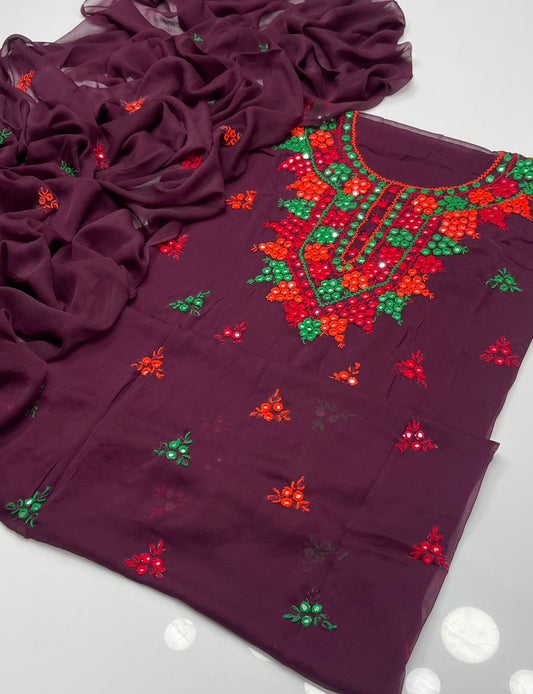 Trendy Chiffon Balochi Handmade Embroidery 2Pc Dress