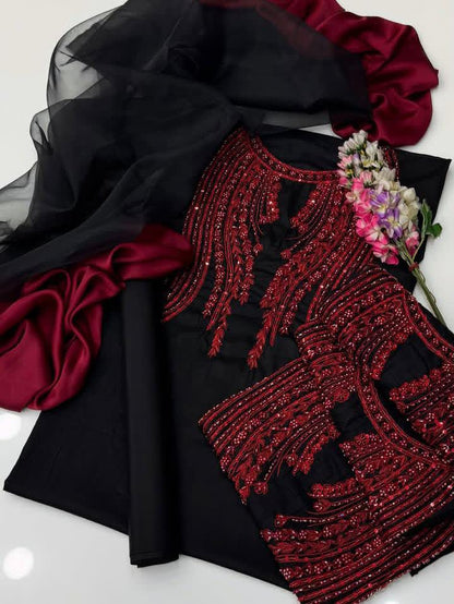 Beautiful Organza Handwork Embroidered 3Pc Dress