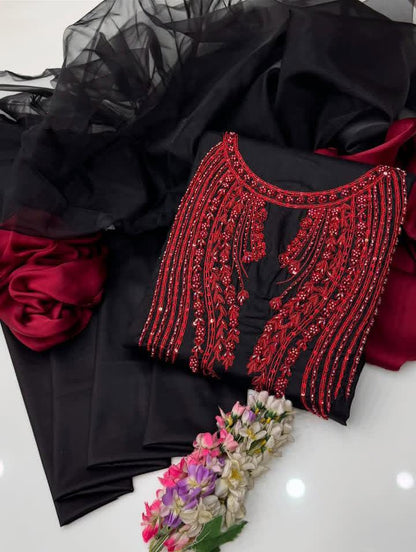 Beautiful Organza Handwork Embroidered 3Pc Dress