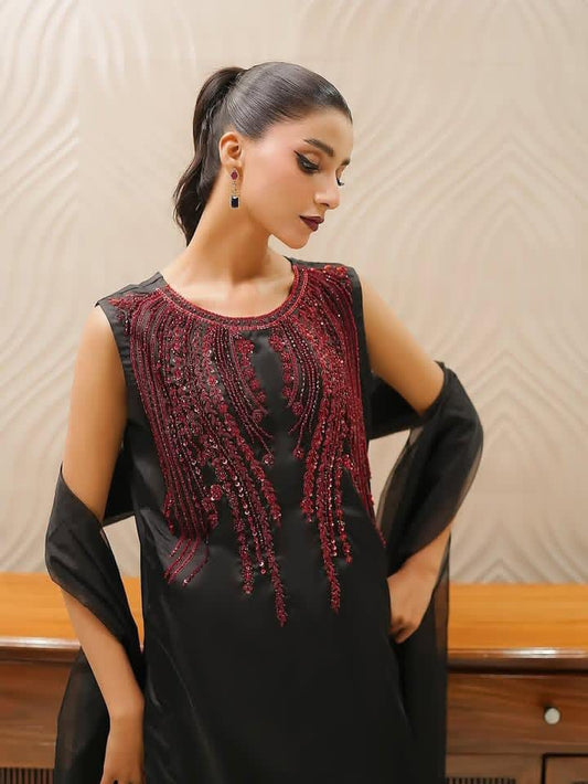 Beautiful Organza Handwork Embroidered 3Pc Dress