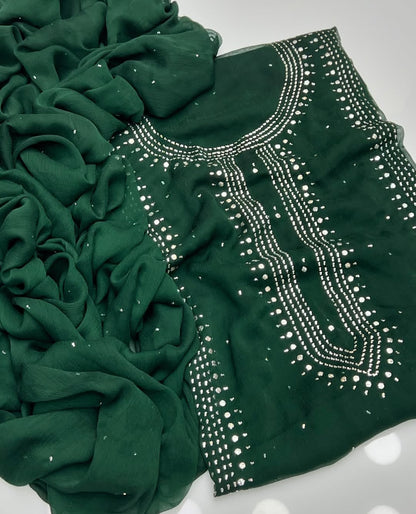 Chiffon Mukesh Work Shirt & Dupatta 2Pc Dress
