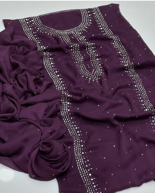 Chiffon Mukesh Work Shirt & Dupatta 2Pc Dress