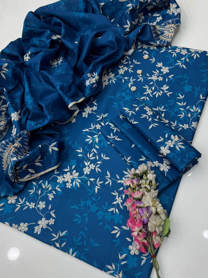 Digital Printed Khaddar With Beautiful Khaddar Shawl 3Pcs Dress