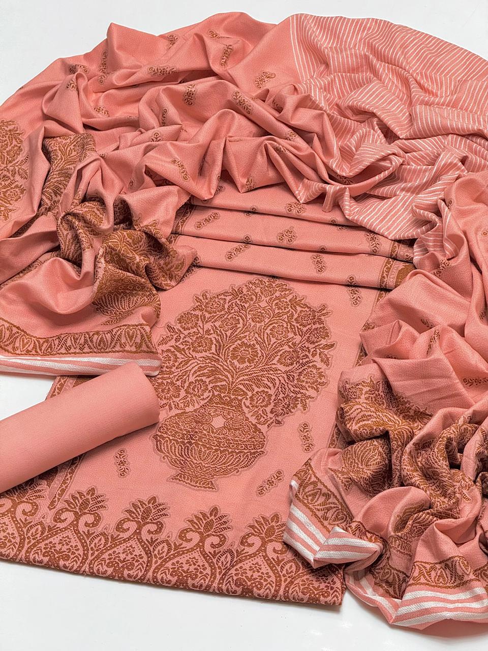 Dhanak Jacquard with Jacquard Shawl 3Pcs dress