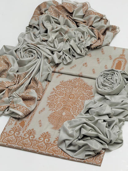 Dhanak Jacquard with Jacquard Shawl 3Pcs dress