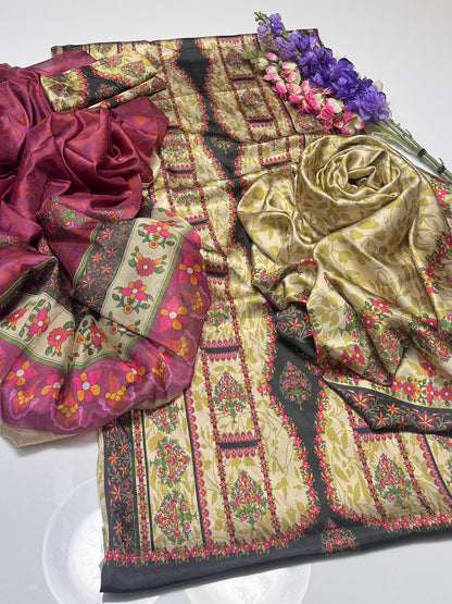 Shamoze Silk Tie & Dye Digital Print Suit 3Pcs Dress