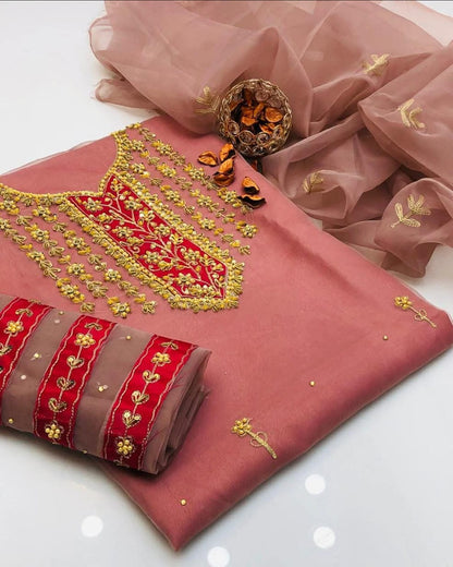 Virello Organza Shirt with Embroidered Dupatta 2Pcs Dress