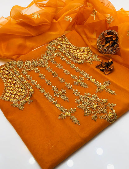 Arvaya Organza Classic Embroidered 2Pcs Dress