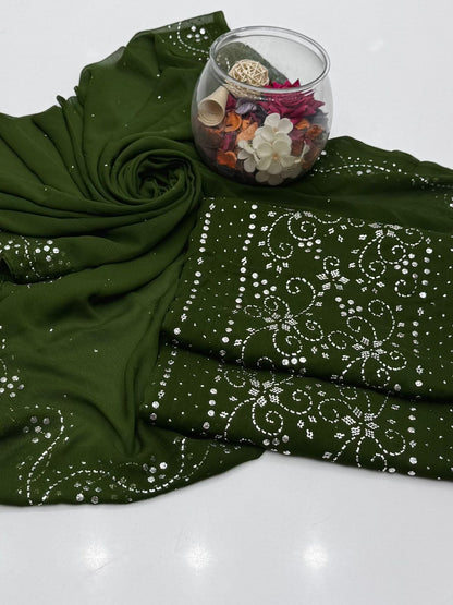Celestial Bamber Chiffon Mukesh Work Shirt & Dupatta 2Pcs Dress