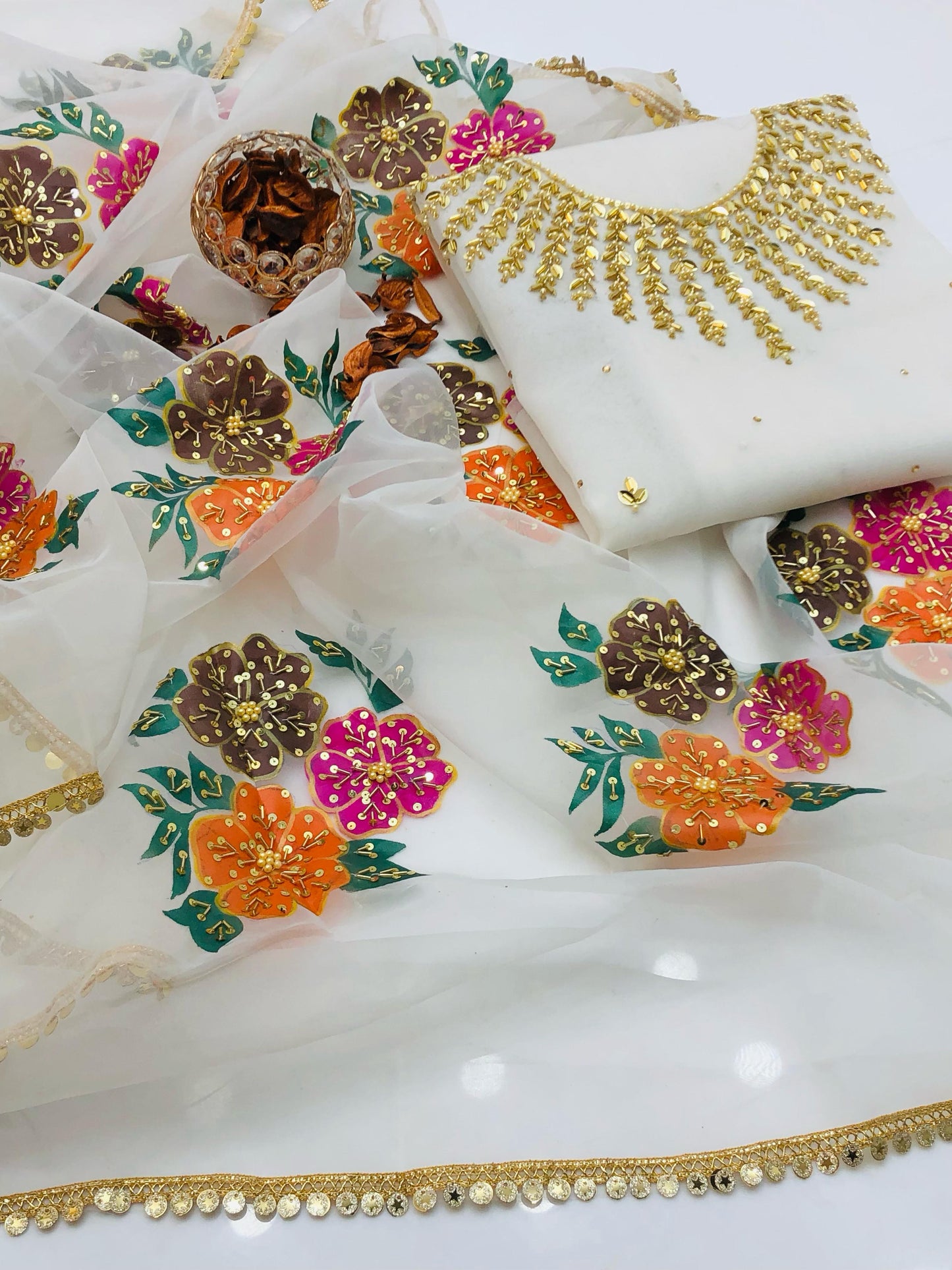 Glorious Organza Shirt with Oil Paint Dupatta 2Pcs Dress