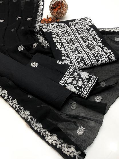 Unique Lawn Cotton Embroidered Shirt and Dupatta 3Pcs Dress