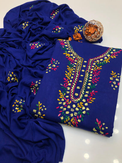 Luxury Linen Handmade Gotta With Paka Tanka 3Pcs Dress