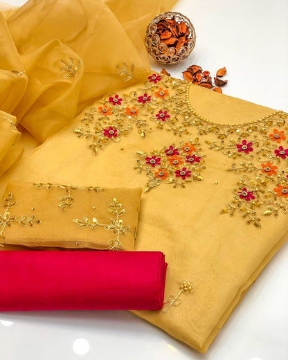Lumivra Organza Shirt with Embroidered Dupatta & Silk Trouser 3 Pc