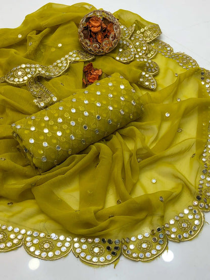 Solivra Chiffon Shirt with Heavy Embroidered Dupatta 2Pcs Dress