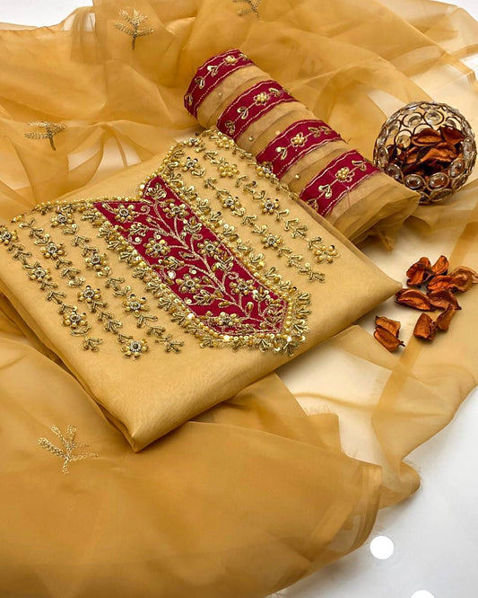 Virello Organza Shirt with Embroidered Dupatta 2Pcs Dress