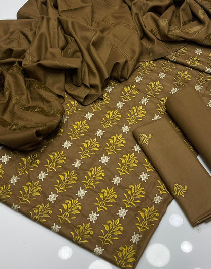 Dhanak Tilla Embroidered Shirt with Velvet work  Dupatta 3Pcs Dress