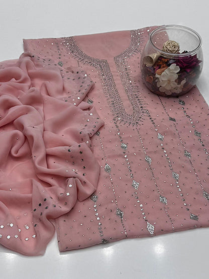 Bamber Chiffon Mukesh Work Shirt & Dupatta 2Pcs Dress
