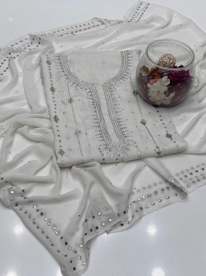 Bamber Chiffon Mukesh Work Shirt & Dupatta 2Pcs Dress
