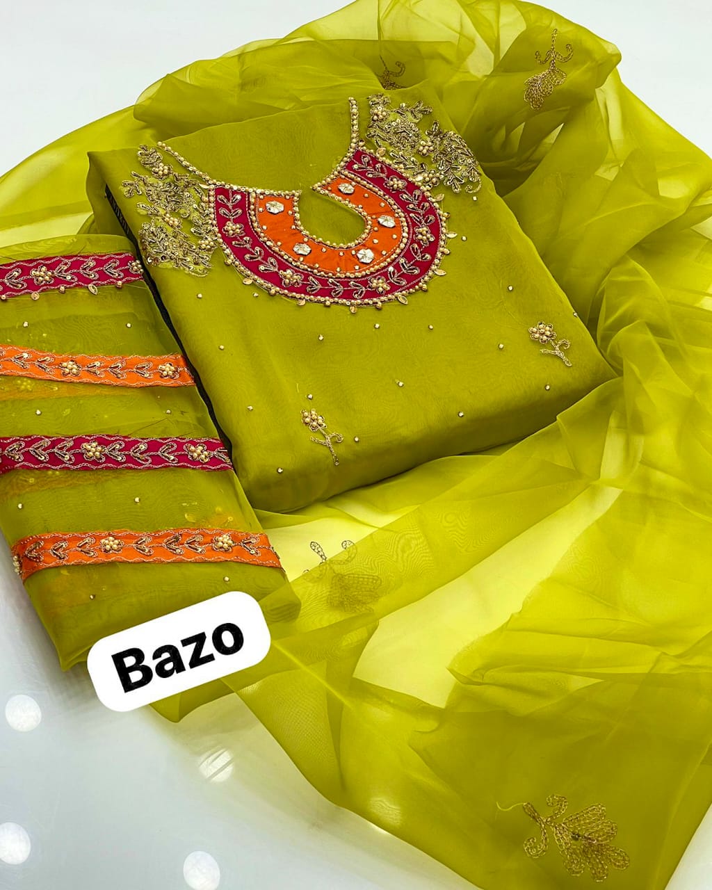 Stunning Organza Aari Zari Work 2Pcs Dress