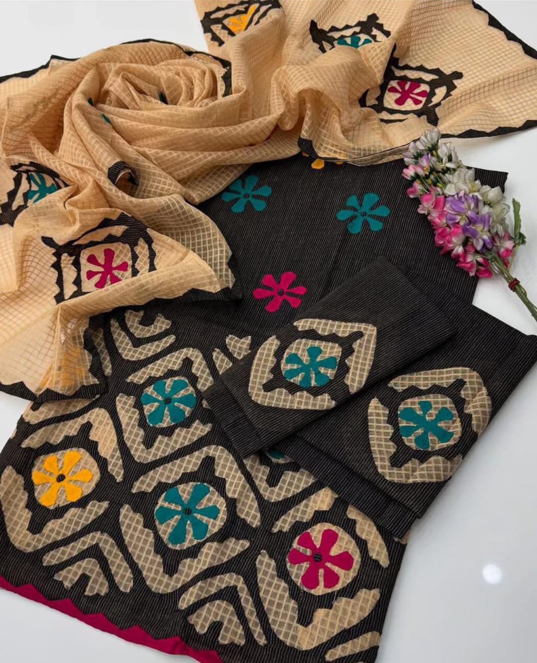 Seraphic Khaddar Handmade Appliqué Work 3Pcs Dress