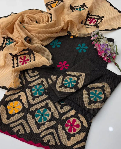 Seraphic Khaddar Handmade Appliqué Work 3Pcs Dress
