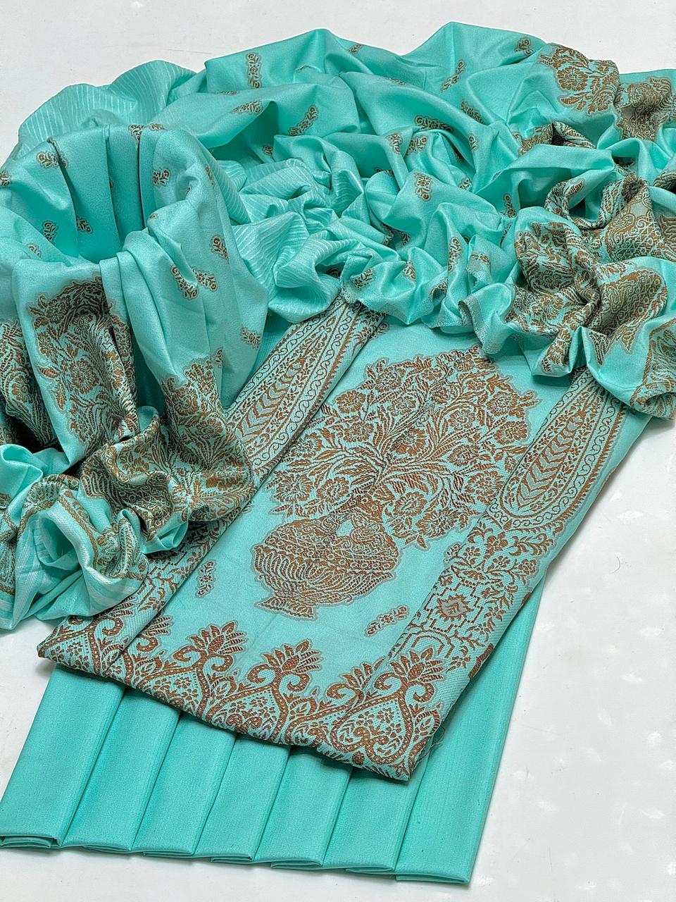 Dhanak Jacquard with Jacquard Shawl 3Pcs dress