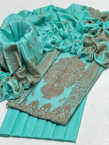 Dhanak Jacquard with Jacquard Shawl 3Pcs dress