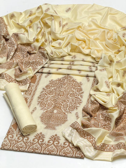 Dhanak Jacquard with Jacquard Shawl 3Pcs dress