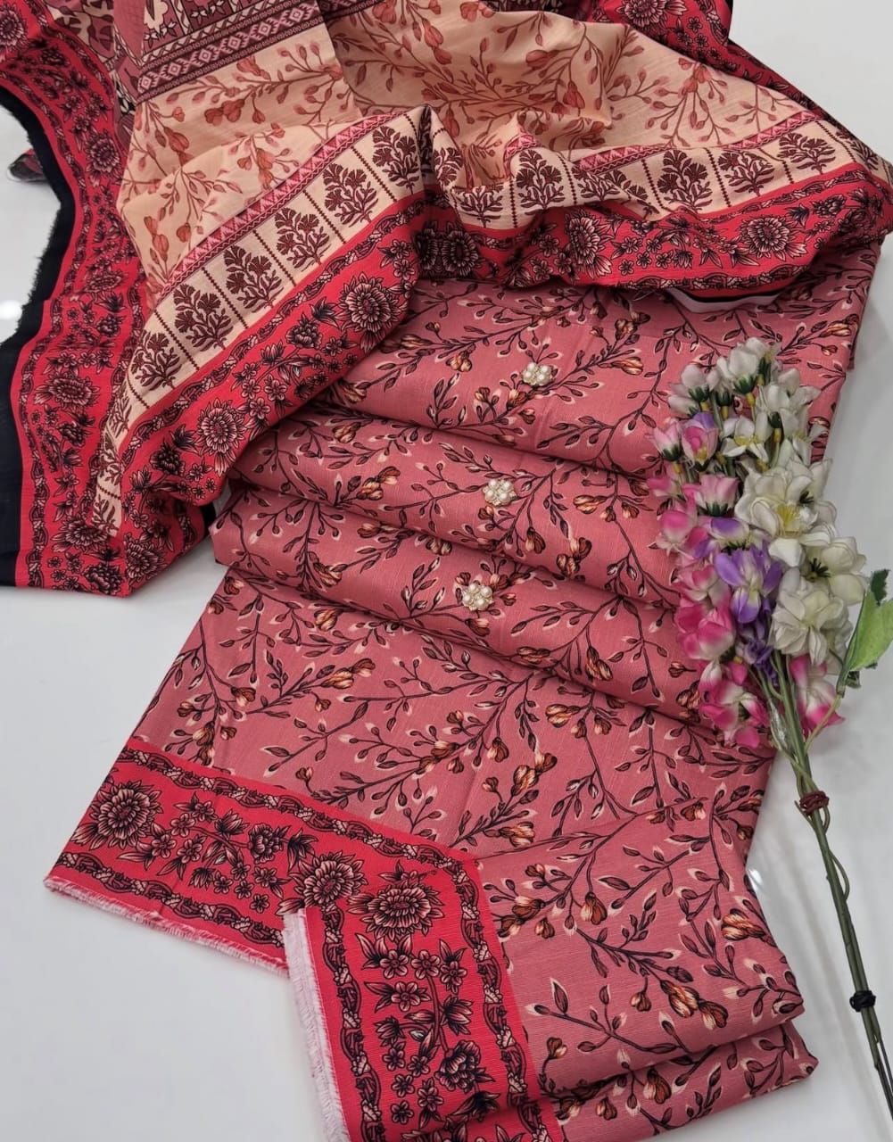 Digital Printed Khaddar With Beautiful Khaddar Shawl 3Pcs Dress