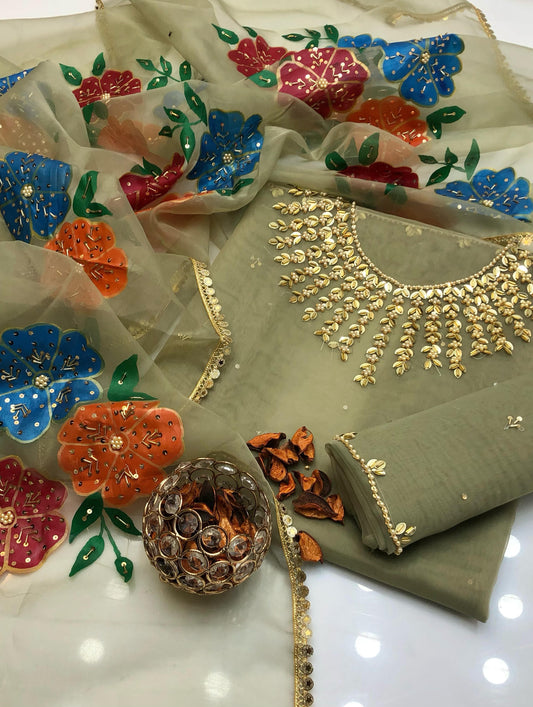 Glorious Organza Shirt with Oil Paint Dupatta 2Pcs Dress