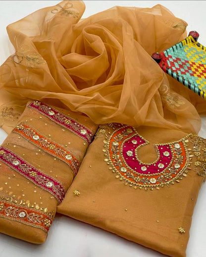 Stunning Organza Aari Zari Work 2Pcs Dress