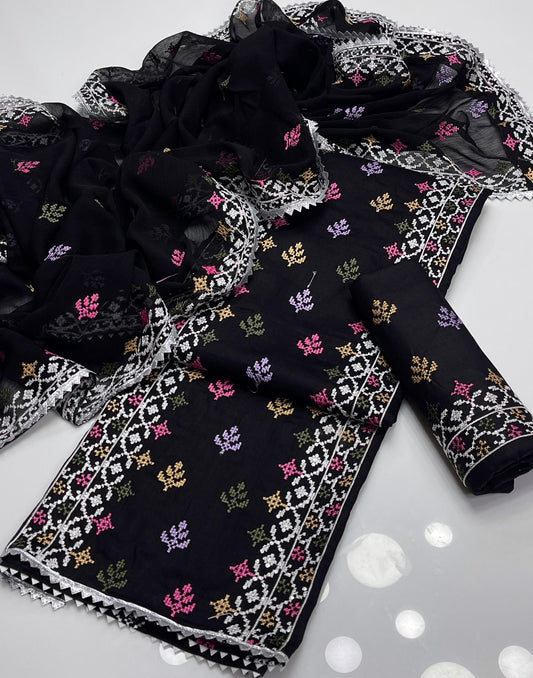 Grace GTM Lawn Cross-Stitch Embroidery 3Pcs Dress