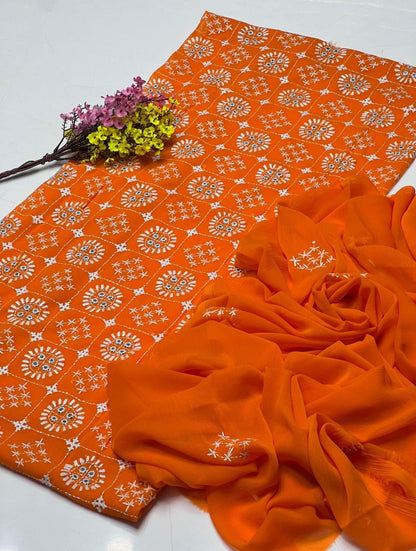 Handmade Bamber Crinkle Sindhi Jaal with Mirror Work 2Pcs Dress