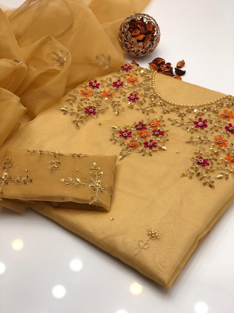 Gentle Organza Multi Embroidered Shirt and Dupatta 2Pcs Dress