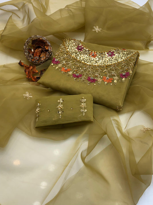 Novyra Organza Shirt with Embroidered Dupatta 2Pcs Dress