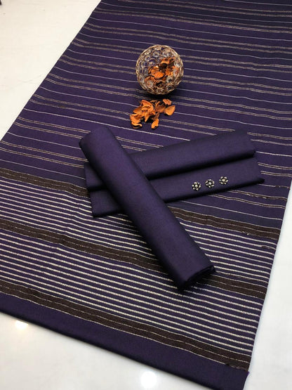 Multani Khaadi Sussi With Jacquard Velvet Border Shawl 3Pcs Dress
