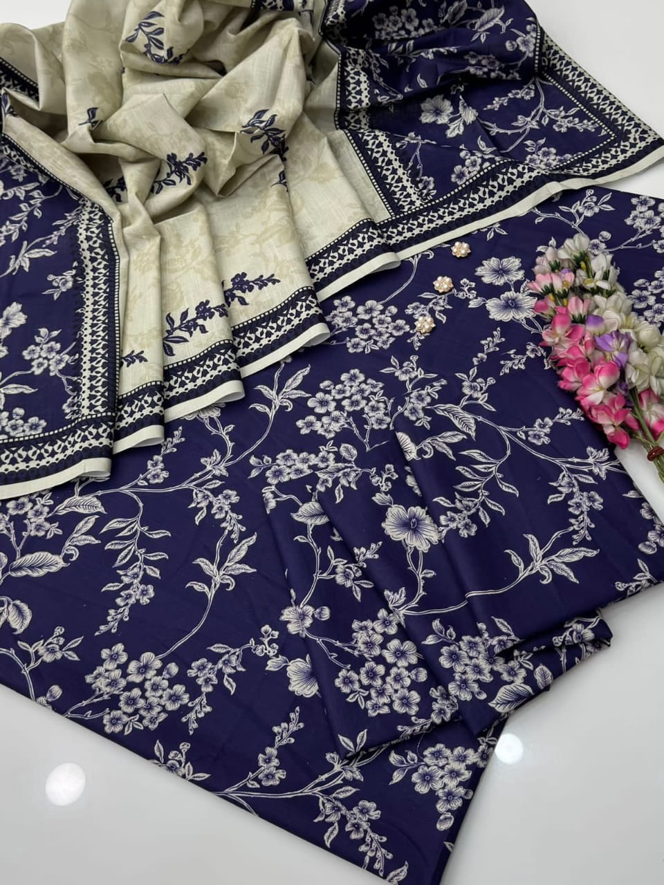 Digital Printed Khaddar With Beautiful Khaddar Shawl 3Pcs Dress