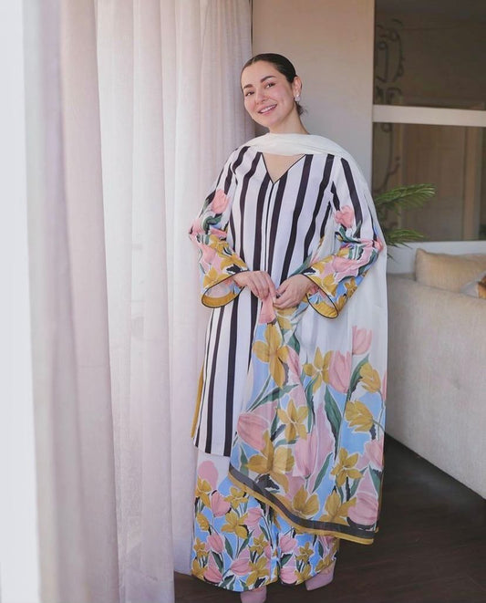 Divine Swiss Lawn Digital Print Shirt with Monal Dupatta 3Pcs Dress
