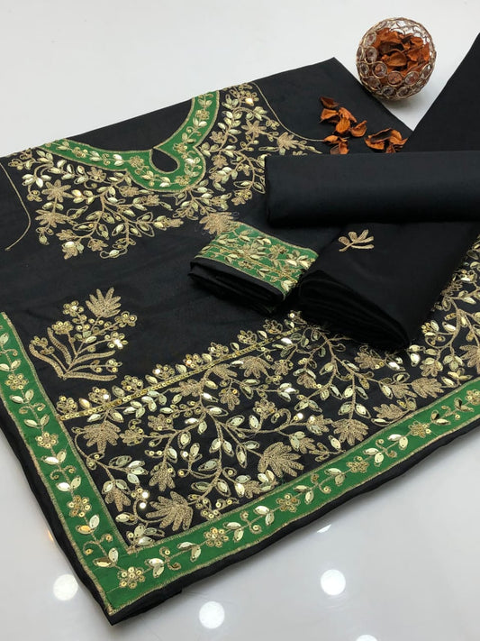 Simple Kataan Silk Aari Beads Shirt and Dupatta 3Pcs Dress