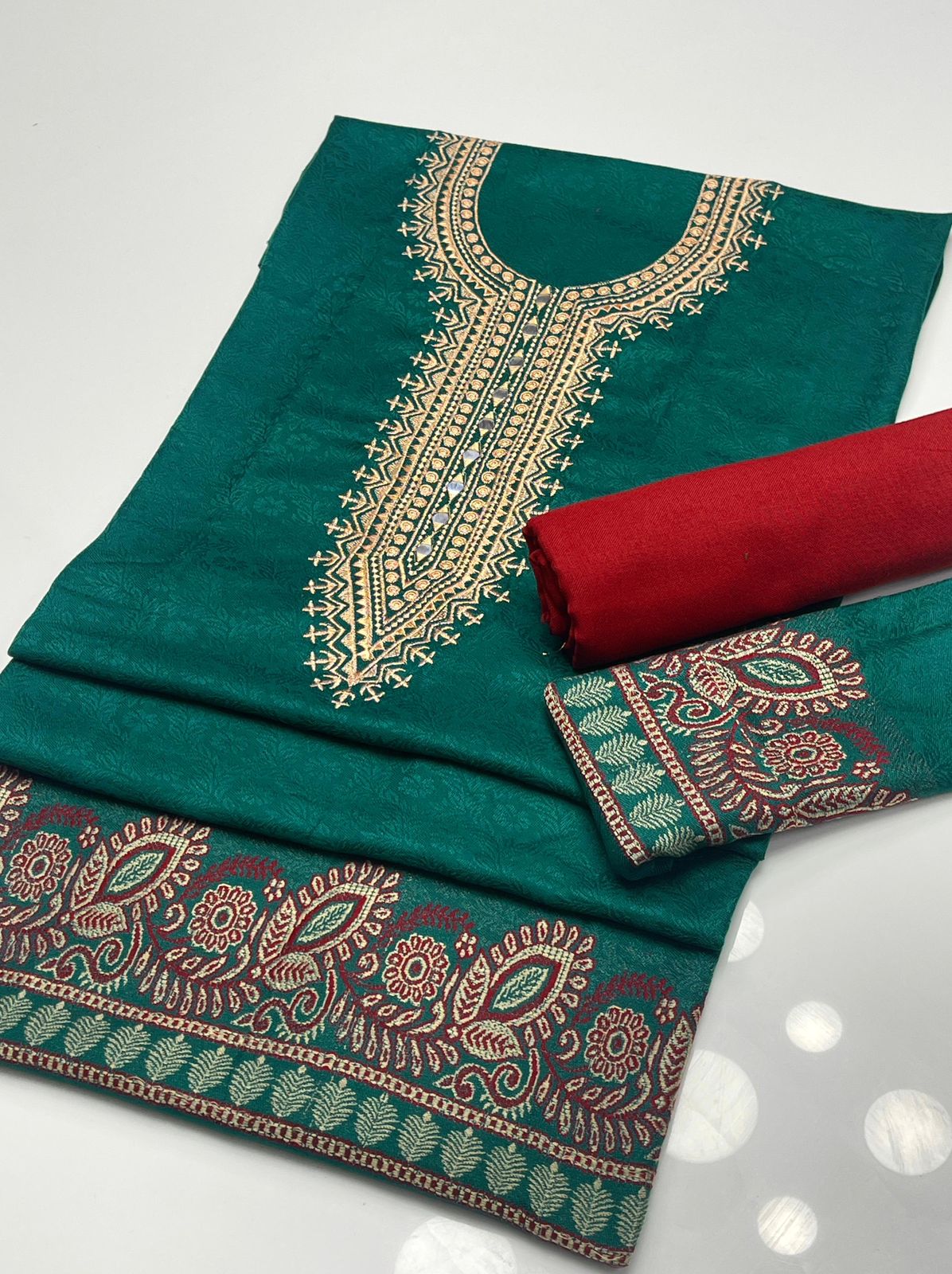 Pashmina Self Print with Embroidered Neck 2Pcs Dress